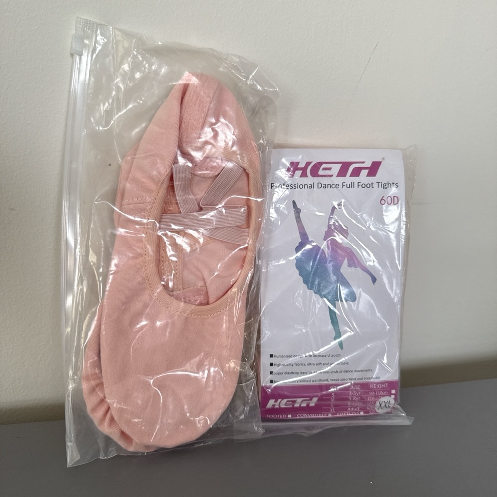 HETI Professional Dance Full Foot Tights and Ballet Slippers
